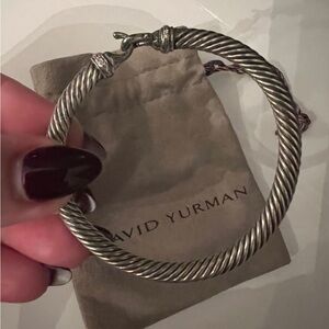 David Yurman Twisted Silver Bracelet with diamond buckle